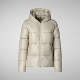 Animal-free damen-steppjacke Lois mit kapuze in Hellbeige | Save The Duck