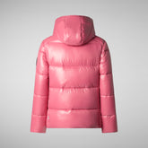 Woman's animal free hooded puffer jacket Lois in bloom pink | Save The Duck