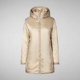 Woman's hooded coat Rhia in wood beige | Save The Duck