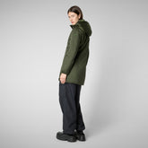 Woman's hooded coat Rhia in pine green | Save The Duck