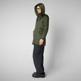 Woman's hooded coat Rhia in pine green | Save The Duck