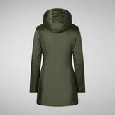 Woman's hooded coat Rhia in pine green | Save The Duck