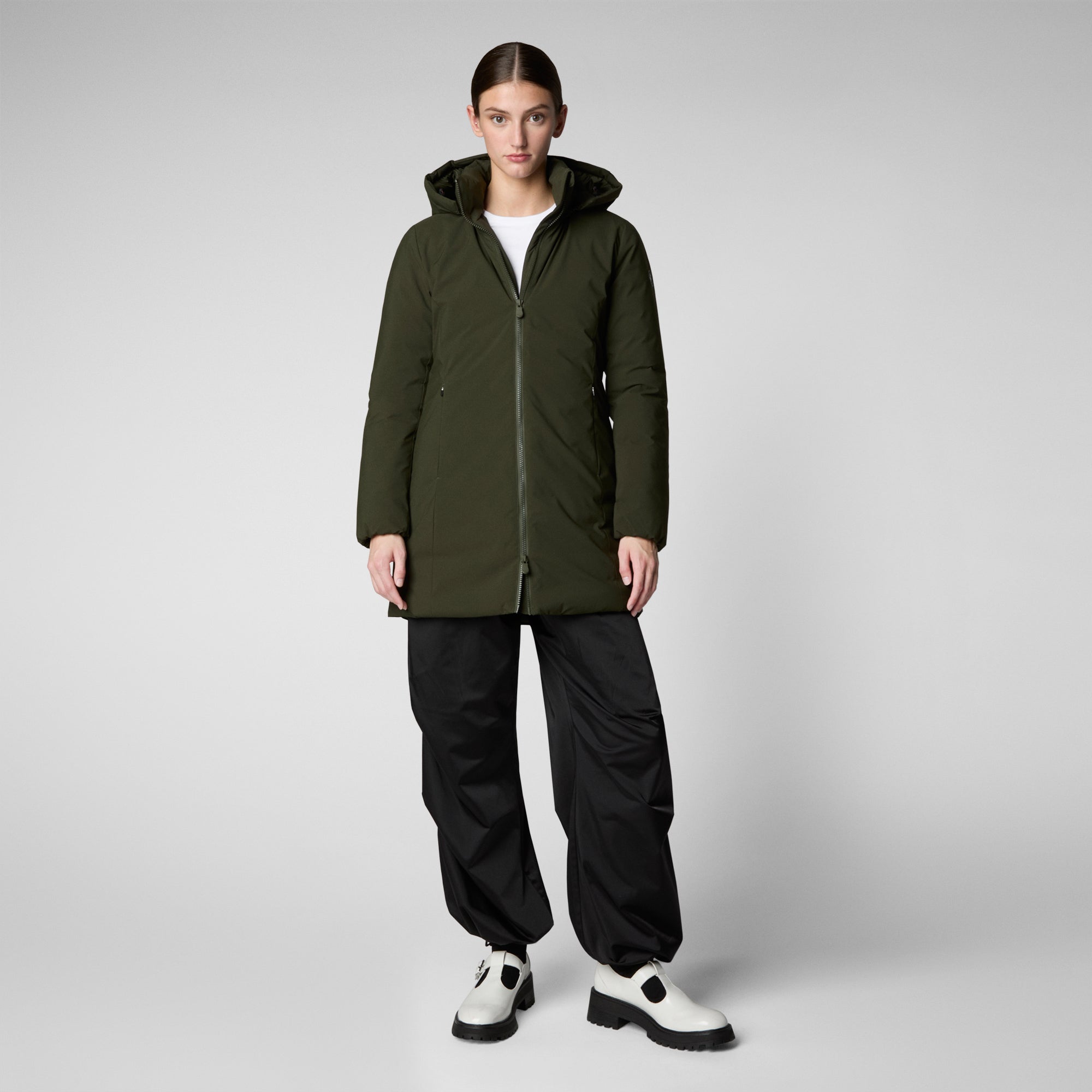 Save the duck PARKA DONNA CON CAPPUCCIO RACHEL VERDE TERRA