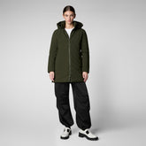 Woman's hooded parka Rachel in land green - Parka Woman | Save The Duck