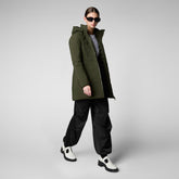 Woman's hooded parka Rachel in land green - Parka Woman | Save The Duck