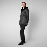 Woman's hooded jacket Bridget in black - Faux-Fur Woman | Save The Duck