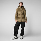 Animal-free damen-steppjacke Drimia mit kapuze in husk green | Save The Duck