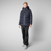 Animal-free damen-steppjacke Drimia mit kapuze in Blauschwarz | Save The Duck