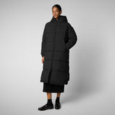 Woman's hooded coat Halesia in black | Save The Duck