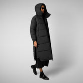 Woman's hooded coat Halesia in black | Save The Duck