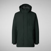 Man's hooded parka Sesle in green black | Save The Duck