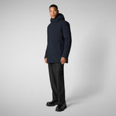 Man's hooded parka Sesle in blue black - Bureau Man | Save The Duck