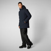 Man's hooded parka Sesle in blue black - Bureau Man | Save The Duck