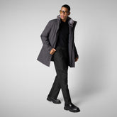 Man's coat Ambrose in charcoal grey melange - Bureau Man | Save The Duck