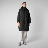 Woman's hooded coat Winona in black - Bureau | Save The Duck