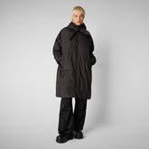 Woman's hooded coat Winona in brown black | Save The Duck