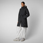 Woman's hooded parka Noelle in blue black | Save The Duck