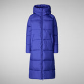 Woman's animal free hooded puffer jacket Janis in gentian blue | Save The Duck