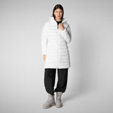 Woman's animal free hooded puffer jacket Saffron in white - WOMEN FW24 NEW IN | Save The Duck