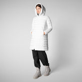 Woman's animal free hooded puffer jacket Saffron in white - WOMEN FW24 NEW IN | Save The Duck