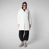 Woman's animal free hooded puffer jacket Saffron in white - WOMEN FW24 NEW IN | Save The Duck