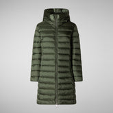 Animal-free damen-steppjacke Saffron mit kapuze in thyme green | Save The Duck