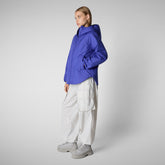 Woman's hooded coat Niaz in gentian blue | Save The Duck