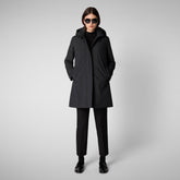 Woman's hooded coat Embie in blue black - Bureau | Save The Duck