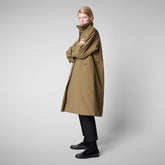 Woman's hooded coat Zoey in husk green | Save The Duck