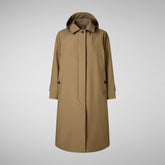 Woman's hooded coat Zoey in husk green | Save The Duck