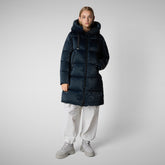 Woman's hooded coat Amaranta in blue black | Save The Duck