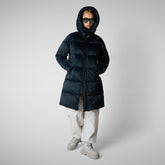 Woman's hooded coat Amaranta in blue black | Save The Duck