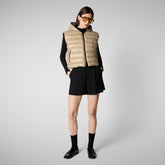 Woman's hooded vest Romina in wood beige | Save The Duck