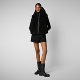 Woman's hooded vest Klara in black - Faux-Fur Woman | Save The Duck