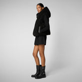 Woman's hooded vest Klara in black - Faux-Fur Woman | Save The Duck