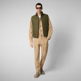 Man's quilted gilet Adam in dusty olive | Save The Duck