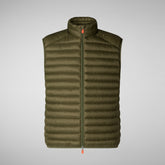 Man's quilted gilet Adam in dusty olive | Save The Duck