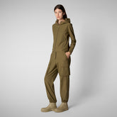 Woman's hooded sweatshirt Pear in husk green - Women's Sets | Save The Duck