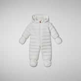 Unisex kids' hooded jumpsuit Storm in off white - Jumpsuit Baby | Save The Duck