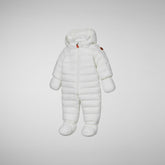 Unisex kids' hooded jumpsuit Storm in off white - Jumpsuit Baby | Save The Duck