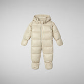 Unisex kids' hooded jumpsuit Shell in rainy beige - Jumpsuit Baby | Save The Duck