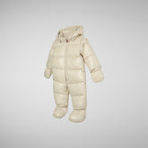 Unisex kids' hooded jumpsuit Shell in rainy beige - Jumpsuit Baby | Save The Duck