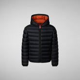 Boys' animal free puffer jacket Dony in black and ginger lining - Products | Save The Duck