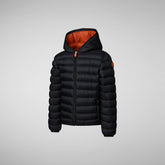 Boys' animal free puffer jacket Dony in black and ginger lining - Products | Save The Duck