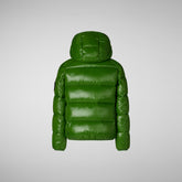 Boys' animal free puffer jacket Keegan in grass green wolf print - BOY FW24 NEW IN | Save The Duck