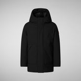 PARKA CON CAPPUCCIO BAMBINO ALBI NERO | Save The Duck