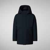 PARKA CON CAPPUCCIO BAMBINO ALBI BLU NERO - NEW IN BAMBINO FW24 | Save The Duck