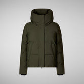 Animal-free damen-steppjacke Calliope mit kapuze in land green | Save The Duck