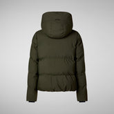 Woman's animal free puffer jacket Calliope in land green | Save The Duck