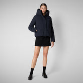 Animal-free damen-steppjacke Calliope mit kapuze in Blauschwarz - Arctic Woman | Save The Duck